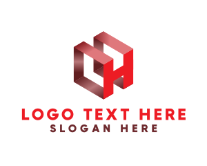 3D Red Letter H logo design