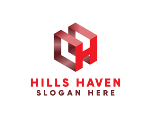 3D Red Letter H logo design