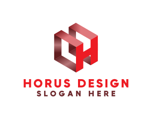 3D Red Letter H logo design