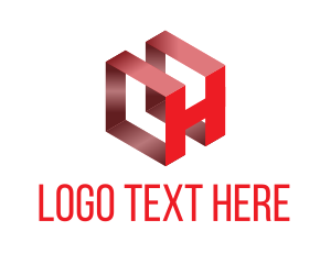 Text - 3D Red Letter H logo design