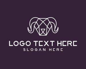 Cattle - Geometric Polygon Ram logo design