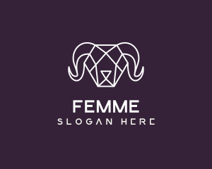 Geometric Polygon Ram logo design