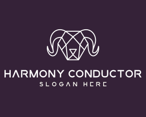 Geometric Polygon Ram logo design