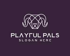 Geometric Polygon Ram logo design