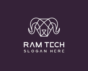 Geometric Polygon Ram logo design
