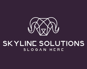 Geometric Polygon Ram logo design