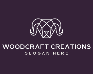 Geometric Polygon Ram logo design