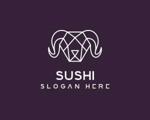 Geometric Polygon Ram logo design