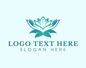 Lifestyle - Wellness Hand Lotus logo design