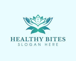 Wellness Hand Lotus logo design