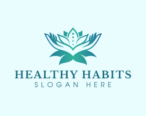 Wellness Hand Lotus logo design