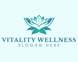 Wellness Hand Lotus logo design