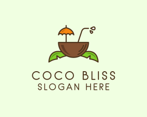 Coconut - Tropical Coconut Drink logo design