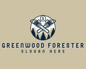 Woodwork Chainsaw Forest logo design