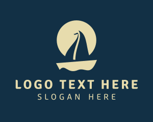Steamboat - Yellow Boat Moon logo design