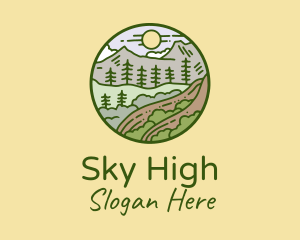 Mountain Range - Rural Countryside Scenery logo design