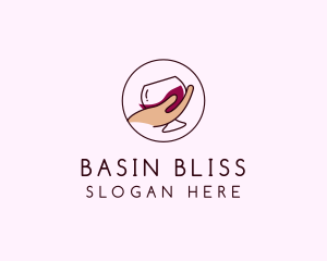 Wine Hand Glass logo design