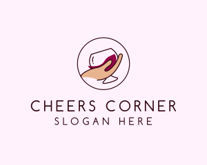 Booze - Wine Hand Glass logo design