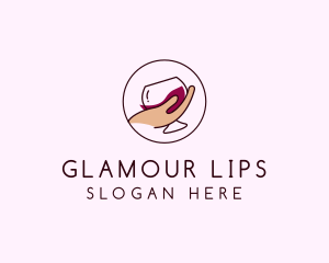 Wine Hand Glass logo design