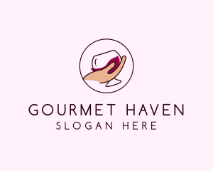 Wine Hand Glass logo design