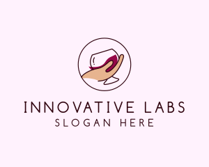 Wine Hand Glass logo design