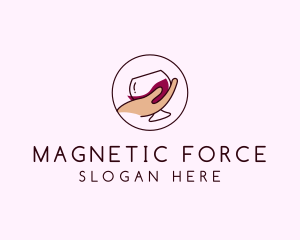 Wine Hand Glass logo design