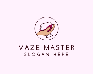 Wine Hand Glass logo design