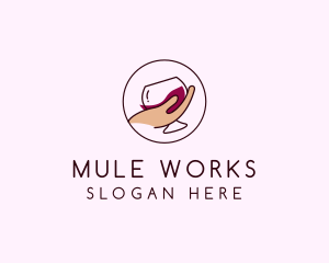 Wine Hand Glass logo design