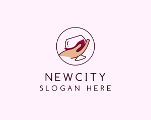 Wine Hand Glass logo design