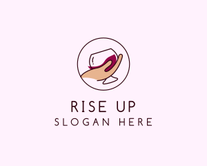 Wine Hand Glass logo design