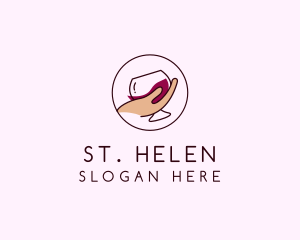 Wine Hand Glass logo design