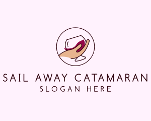 Wine Hand Glass logo design