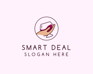 Wine Hand Glass logo design