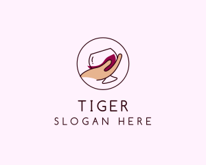 Wine Hand Glass logo design