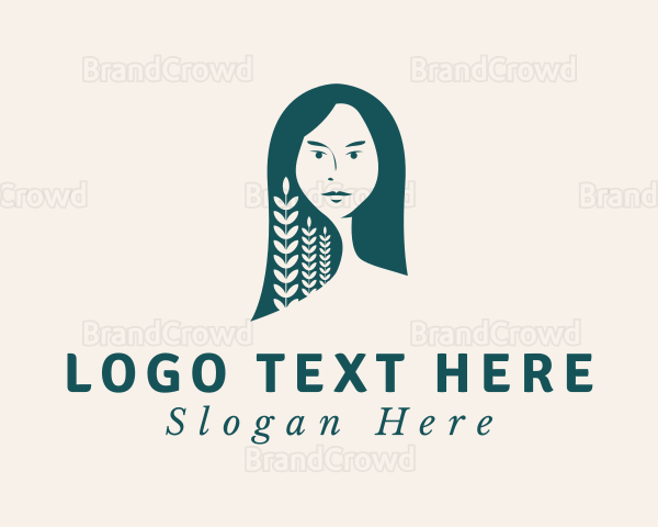 Green Natural Hairstyle Logo