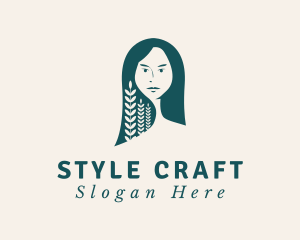 Green Natural Hairstyle logo design