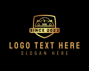 Driving - Gold Car Shield logo design