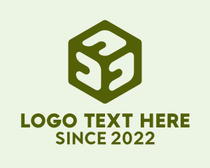 Landscaping - Green 3D Cube logo design