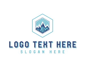 Hexagon - Mountain Hiking Adventure logo design