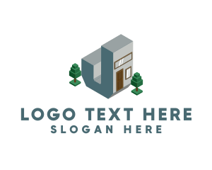 3d - Modern Building Letter J logo design