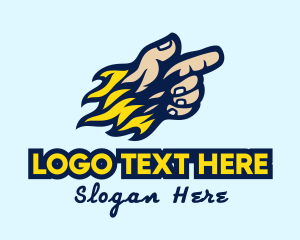 Fast - Flaming Human Hand logo design