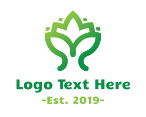Green Flower - Green Lotus Plant logo design