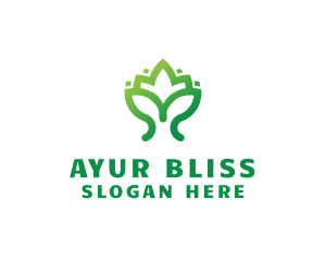 Ayurveda - Green Lotus Plant logo design