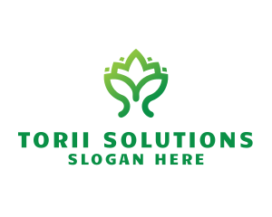 Green Lotus Plant logo design