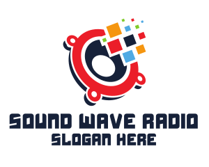 Radio Station - Pixel Audio Speaker logo design