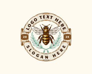 Drawing - Bee Honey Leaf Organic logo design