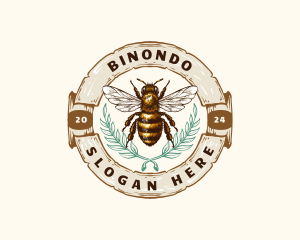 Honey - Bee Honey Leaf Organic logo design