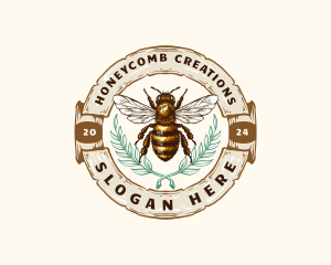 Bee Honey Leaf Organic logo design