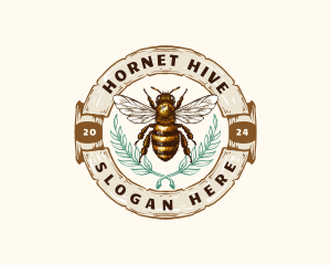 Bee Honey Leaf Organic logo design