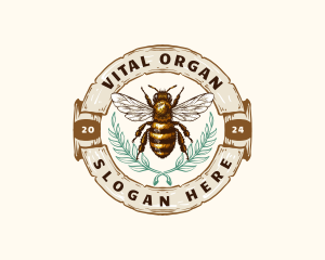 Bee Honey Leaf Organic logo design